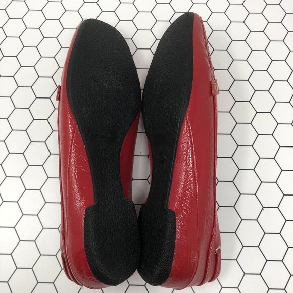 Etienne Aigner Flats Womens Size 8 Red Faux Leather Loafers Taxi Contrast Stitch - Picture 5 of 8